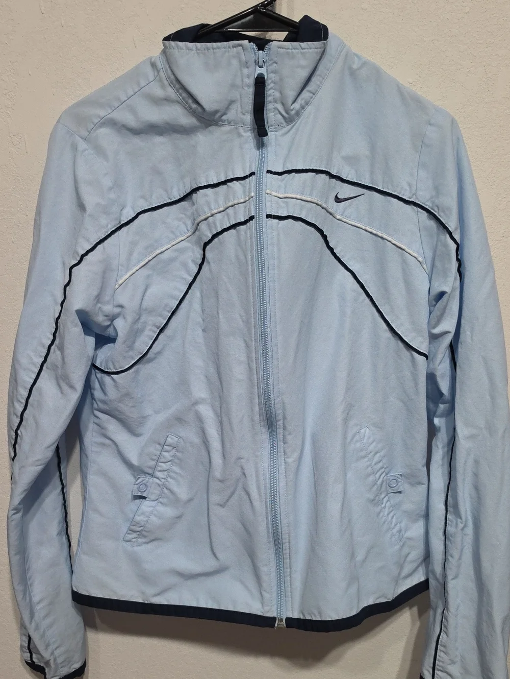 Nike Women’s Light Blue Bomber Jacket with Navy Trim